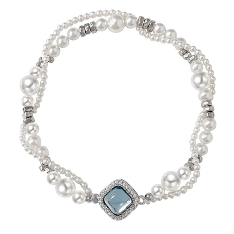 Double-layer wrapped pearl bracelet