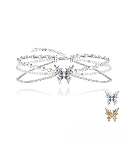 Butterfly dance multilayer necklace