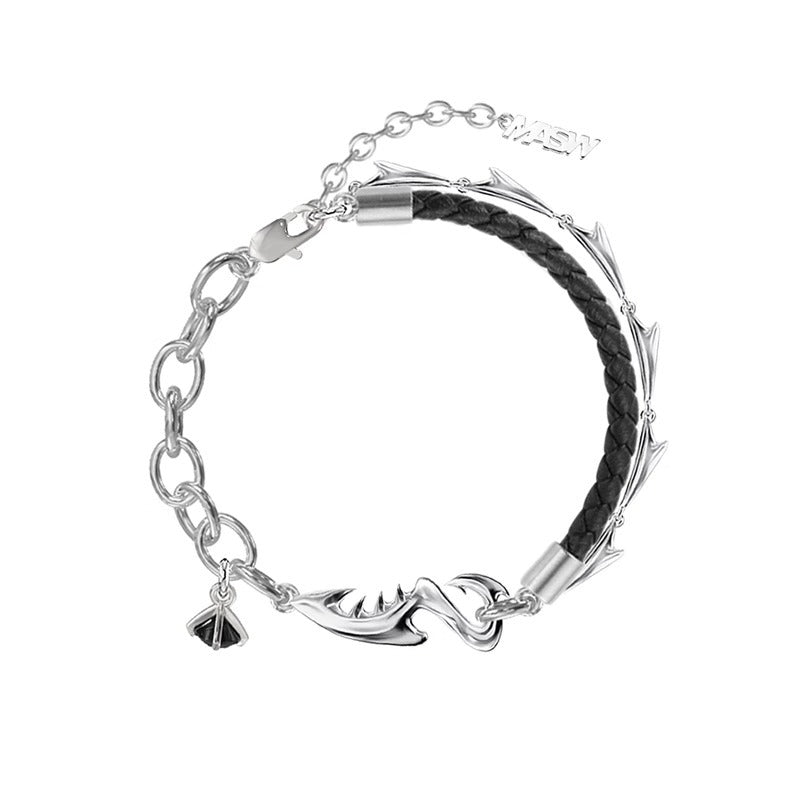 Minority cowhide cord shark bracelet