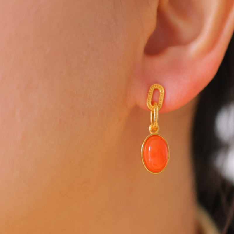Natural Nanhong Agate Earrings