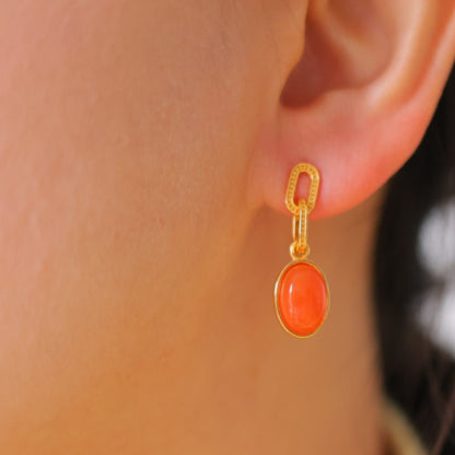 Natural Nanhong Agate Earrings