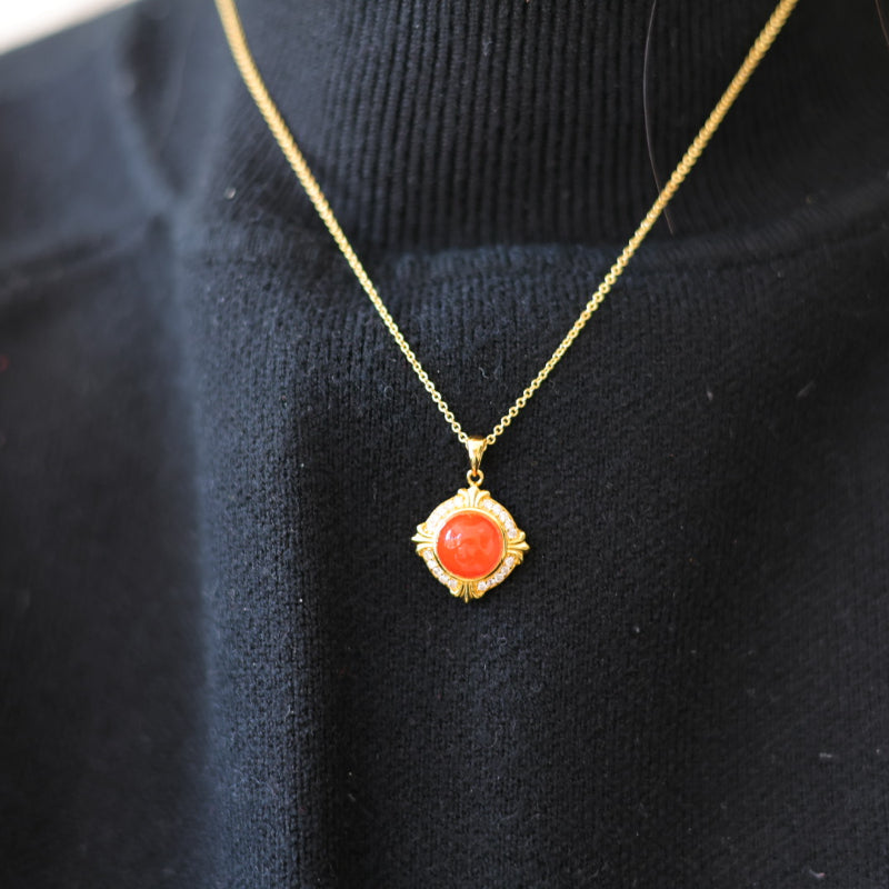 Natural Nanhong Agate Pendant