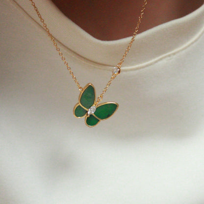Natural Myanmar Jadeite Butterfly Pendant