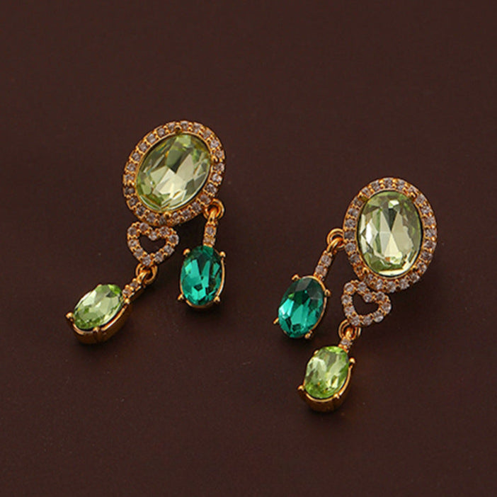 High-grade exquisite green zircon heart earrings - jewelryweilin