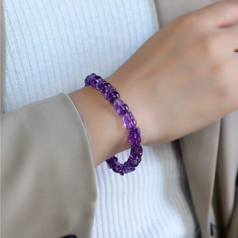 Premium Natural Brazilian Amethyst Pixiu Bracelet