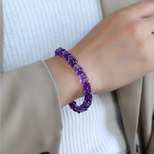 Premium Natural Brazilian Amethyst Pixiu Bracelet