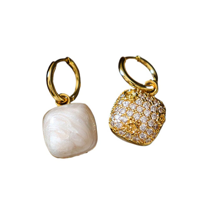 Simple high-grade zircon oil-drop pattern zircon earrings - jewelryweilin