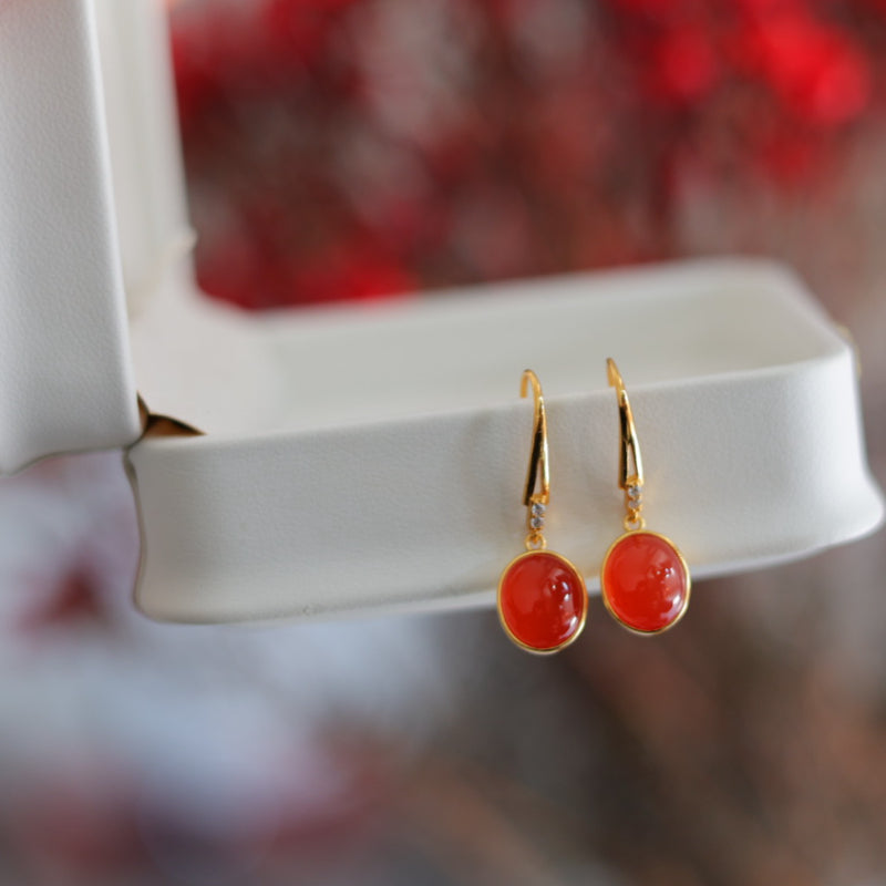 Natural Ice-Grade Nanhong Earrings