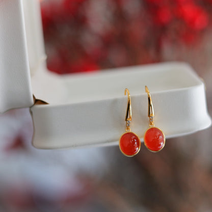 Natural Ice-Grade Nanhong Earrings