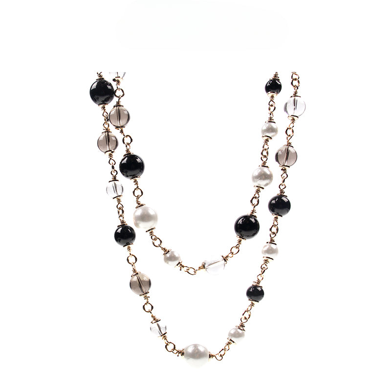 String pearl hip hop necklace