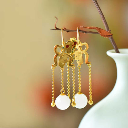 925 Silver Inlaid Half-Drilled Enamel Bead Earrings