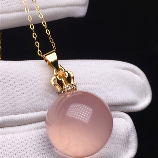 Natural Mozambique Rose Quartz Fortune Bead Pendant