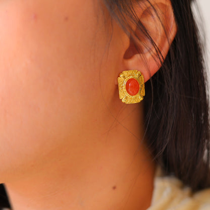 Natural Nanhong Agate Imperial Court Style Earrings