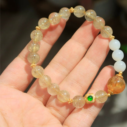 Natural Premium Gold Rutilated Quartz Single-Wrap Bracelet · 8mm