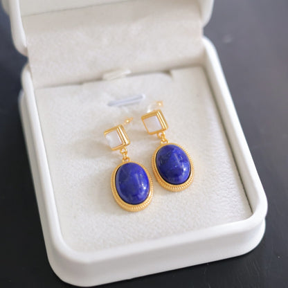 Natural Lapis Lazuli Oval Earrings