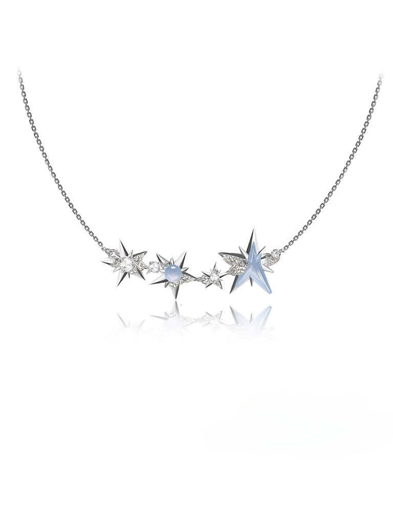 Ice blue starburst necklace