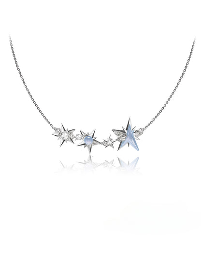 Ice blue starburst necklace