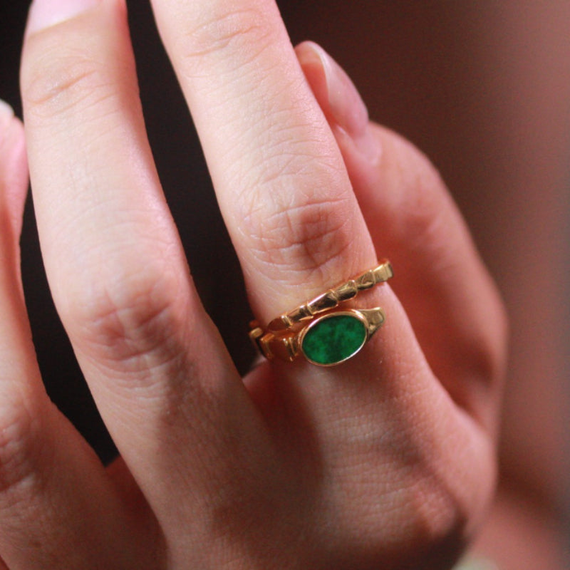 Natural Burmese Jadeite Snake Ring