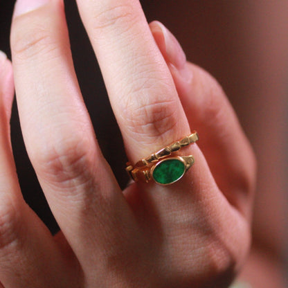 Natural Burmese Jadeite Snake Ring