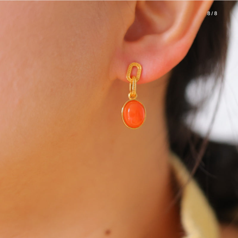 Natural Nanhong Agate Earrings