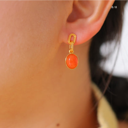 Natural Nanhong Agate Earrings