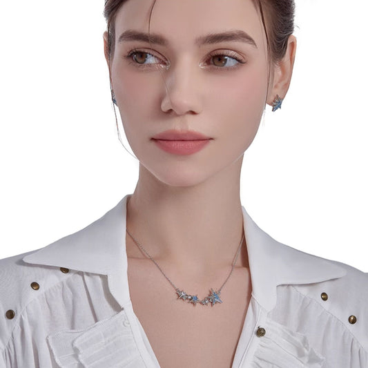 Ice blue starburst necklace