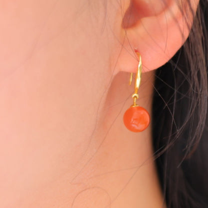 Natural Nanhong Agate Earrings