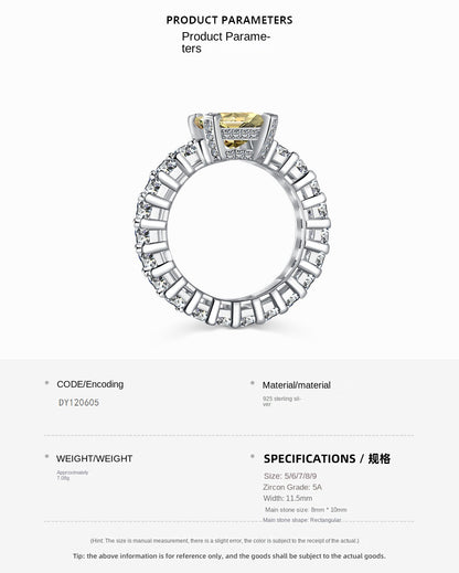 Classic noble shining ice flower cut high carbon diamond zircon ring - jewelryweilin