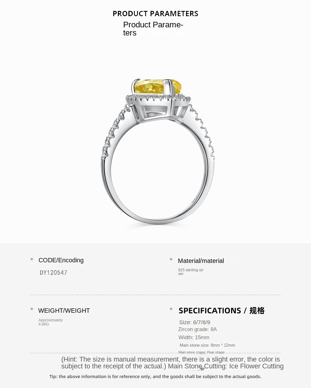 Classic noble shining ice flower cut high carbon diamond zircon ring - jewelryweilin