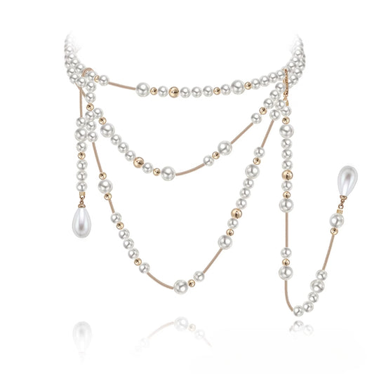 Highlight round pearl long pendant chain