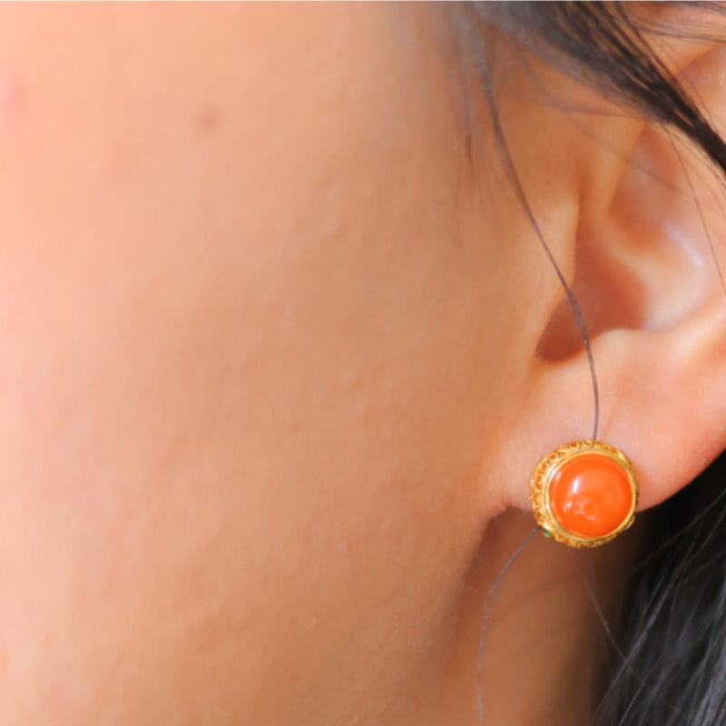 Natural Nanhong Agate Stud Earrings