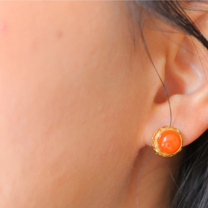 Natural Nanhong Agate Stud Earrings