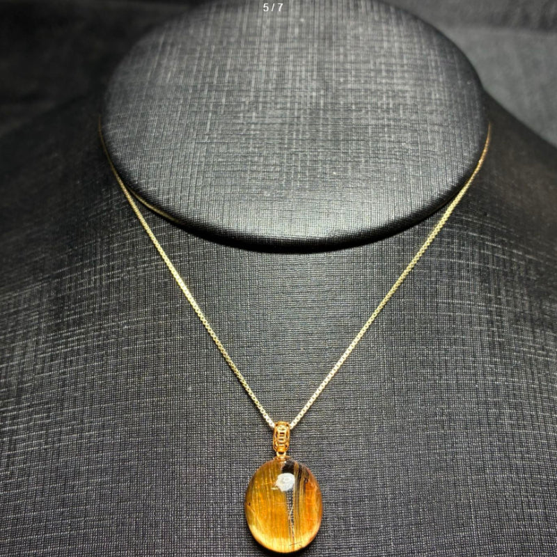 Natural Titanium Rutilated Quartz Pendant