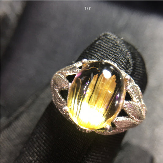 Natural Titanium Rutilated Quartz Ring