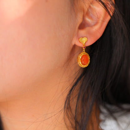 Natural Nanhong Agate Earrings