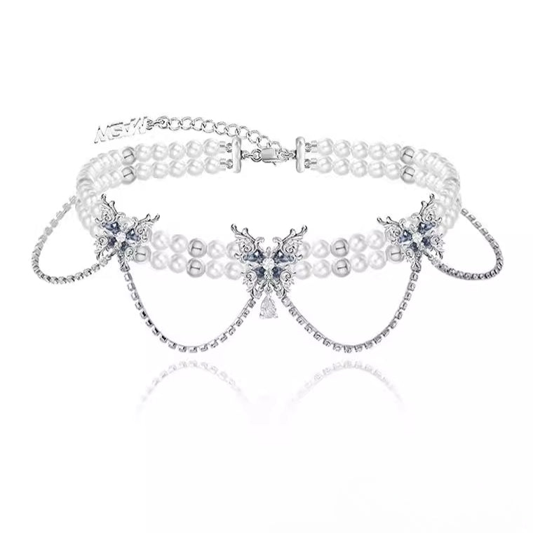 Butterfly dance highlight pearl butterfly necklace