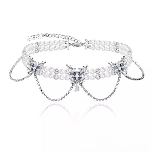 Butterfly dance highlight pearl butterfly necklace