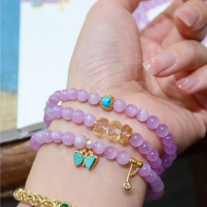 Natural Kunzite 5.8mm Triple-Wrap Bracelet