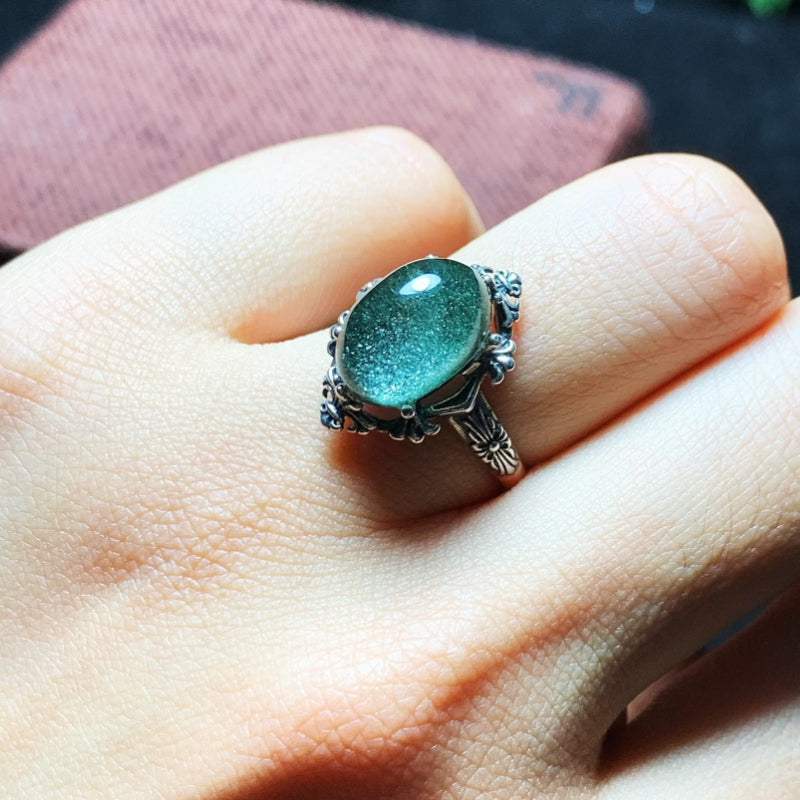 Brazilian Star Phantom Old Mine Green Phantom Quartz Treasure Bowl Ring