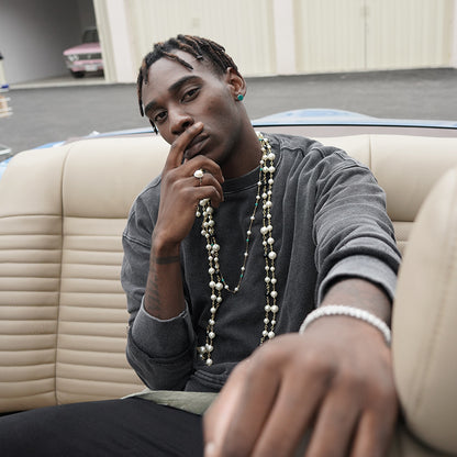 String pearl hip hop necklace