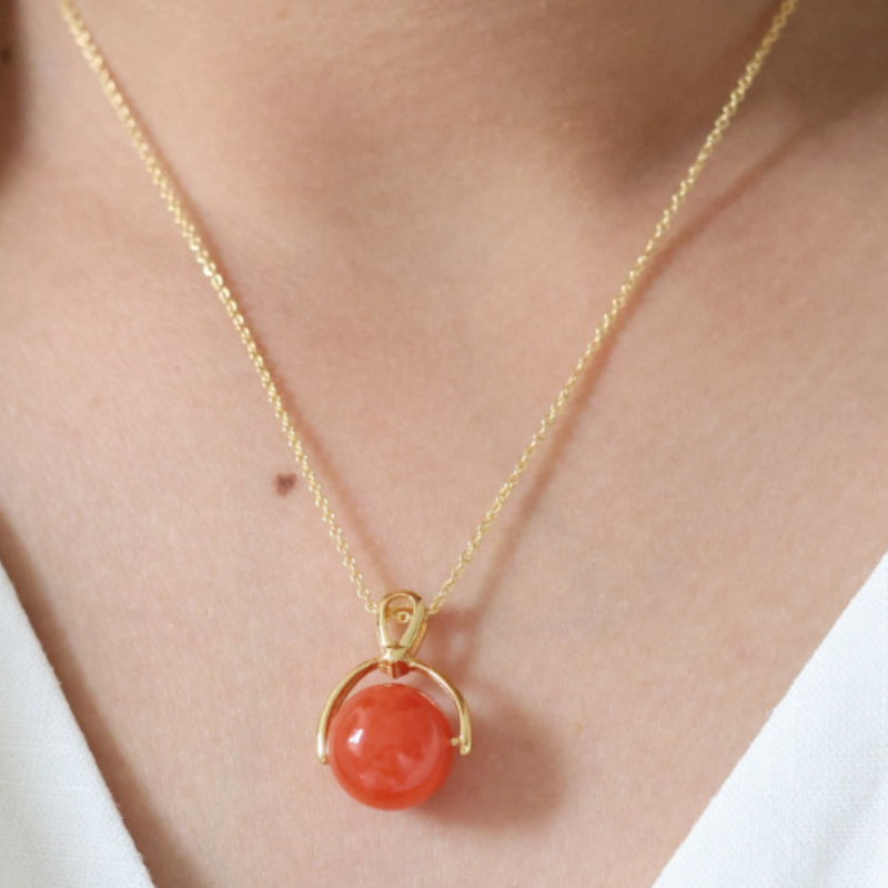 Natural Nanhong Agate Lucky Bead Pendant