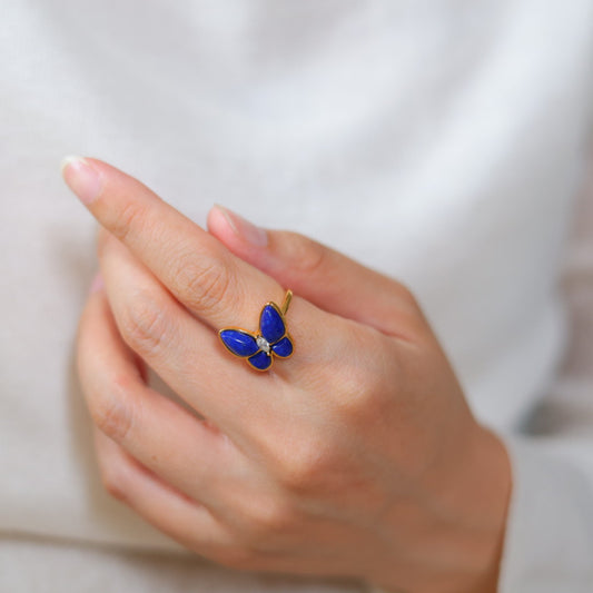 Natural Lapis Lazuli Butterfly Ring
