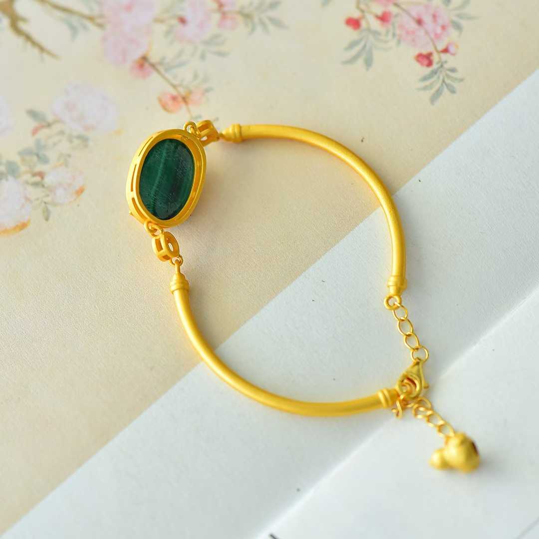 925 Silver-Inlaid Malachite Bracelet "Year After Year Surplus