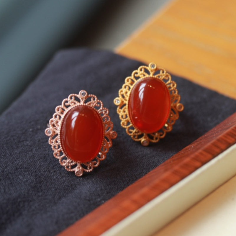 Natural Ice-Grade Red Agate Ring