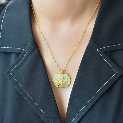 925 Silver Inlaid Nephrite Orchid Pendant