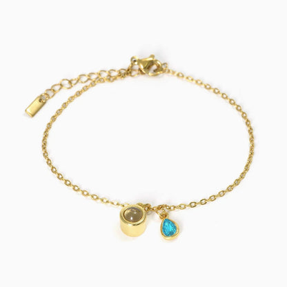 Photo projection water droplet shape zodiac stone bracelet