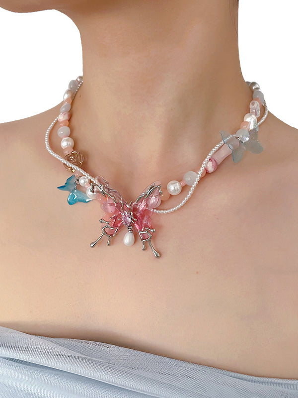 Colorful butterfly necklace