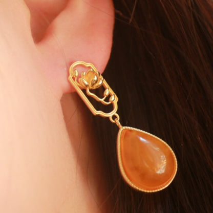 Natural Aged Amber Earrings