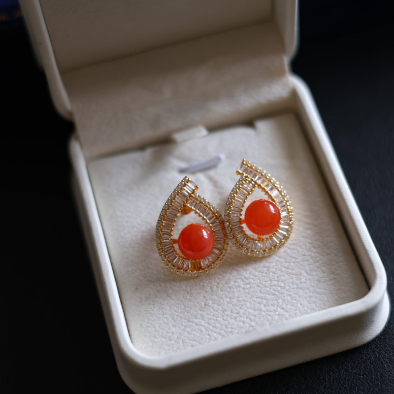 Natural Nanhong Agate Earrings