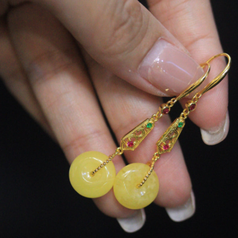 Minimalist Chinese-Style Fashion Amber Earrings